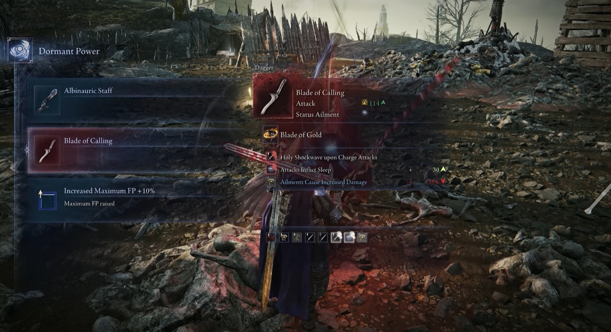 Nightreign shows off a red rarity weapon.