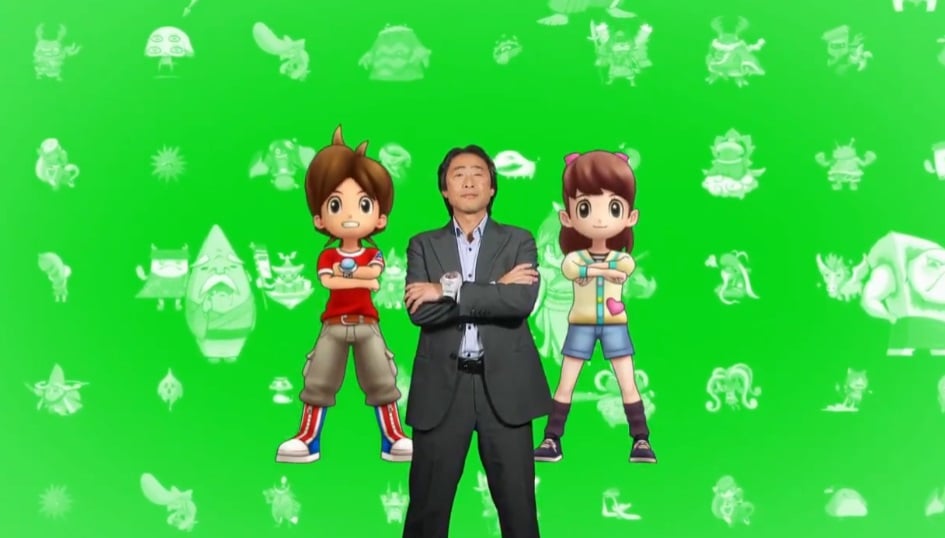 Nintendo exec dances with 3DS characters.