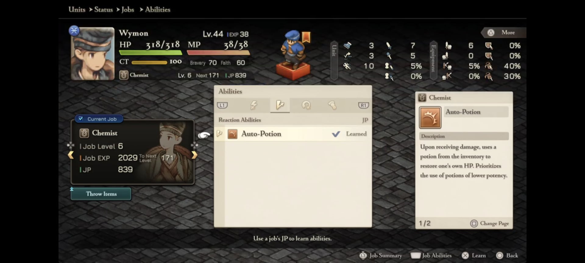 A screenshot shows a menu in FFT.