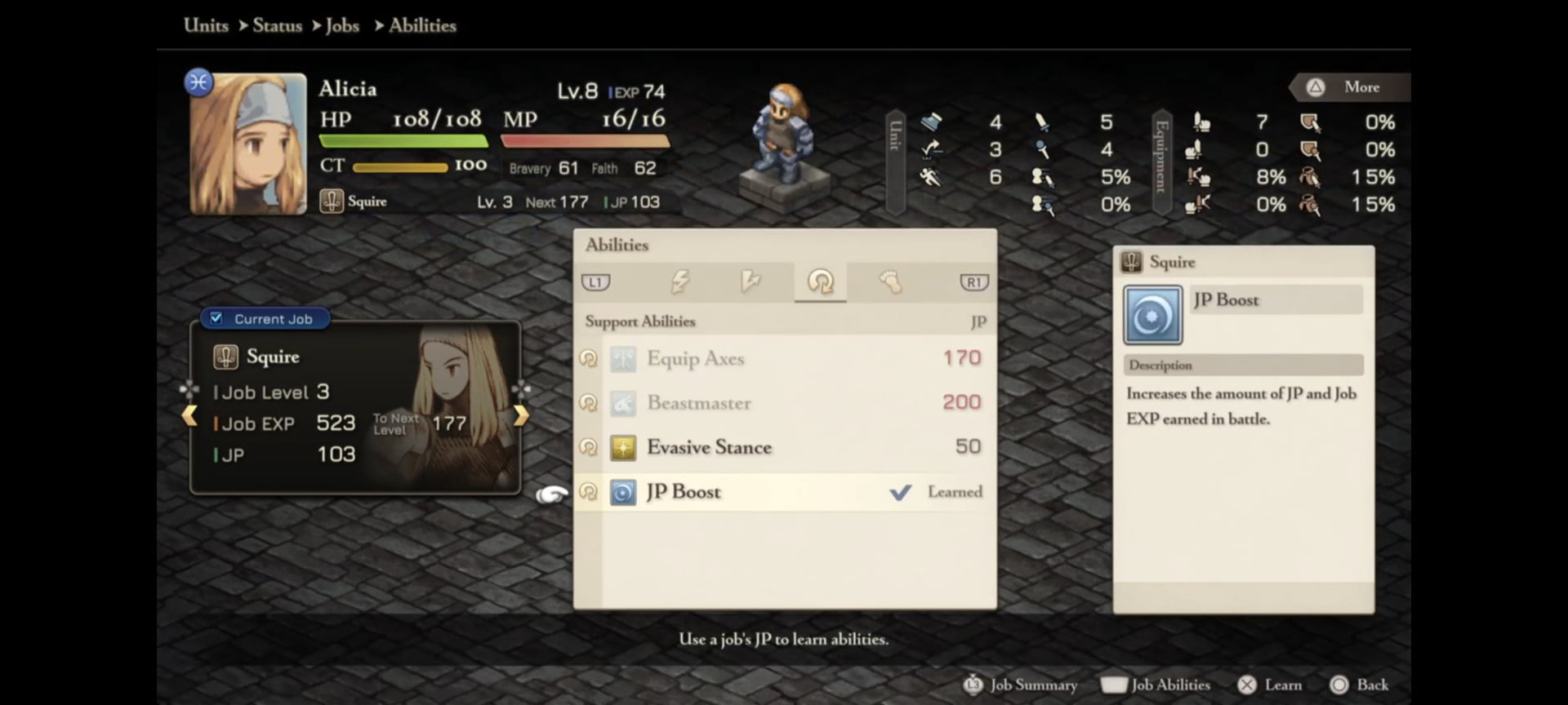 A screenshot shows a menu in FFT.