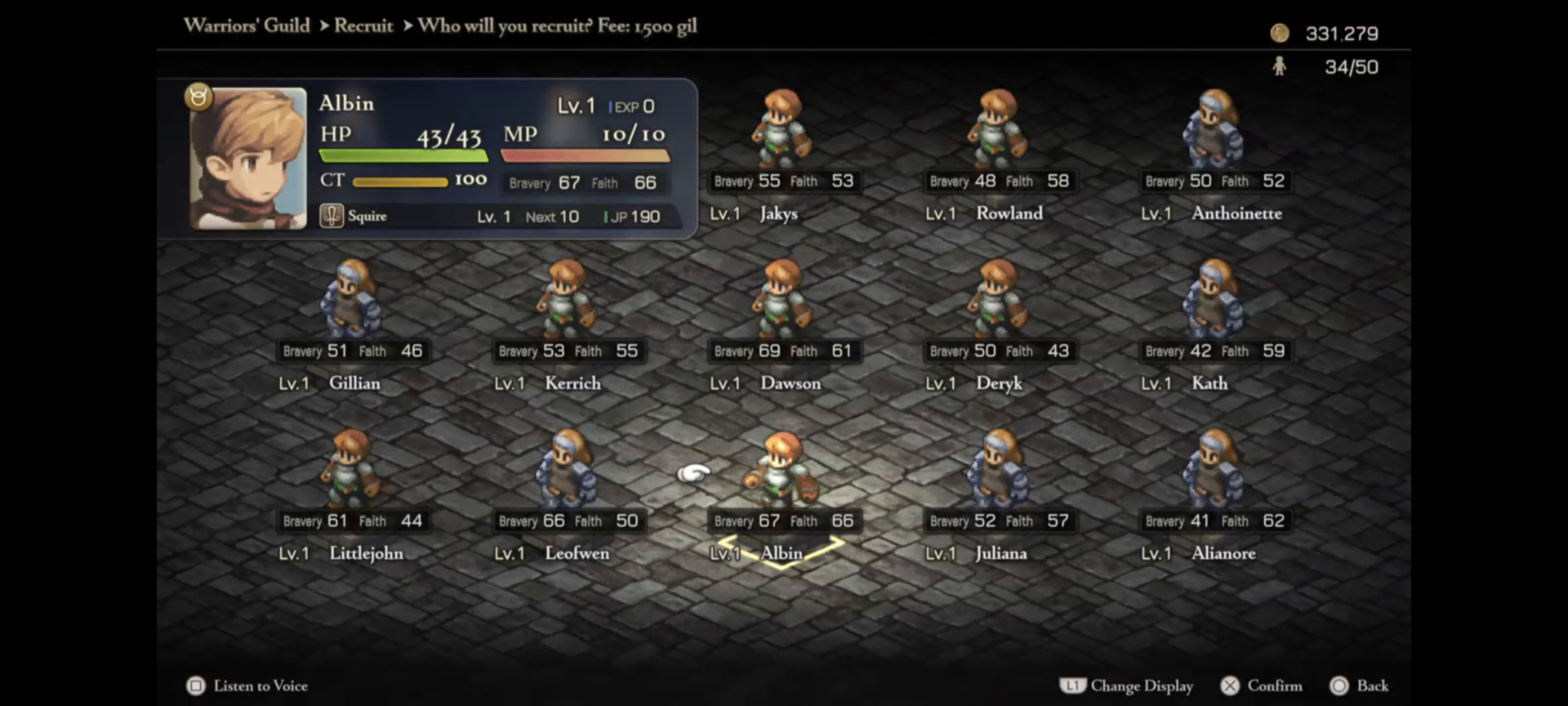 A screenshot shows a menu in FFT.