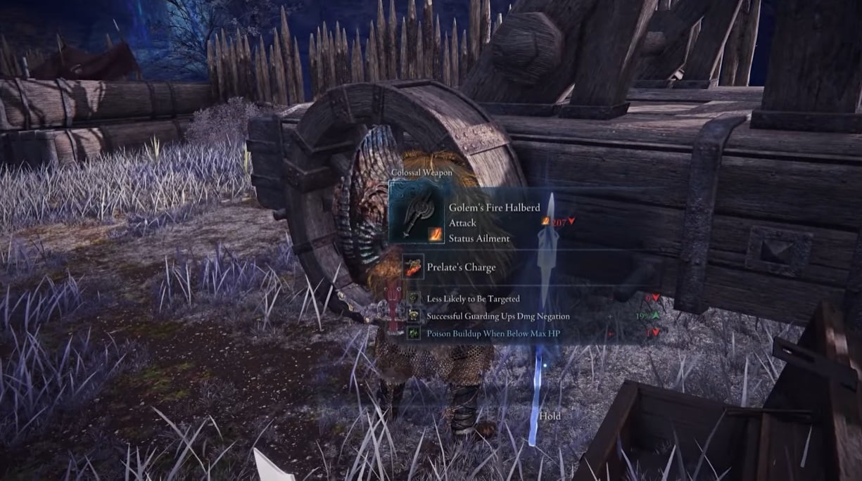 A weapon includes a debuff.