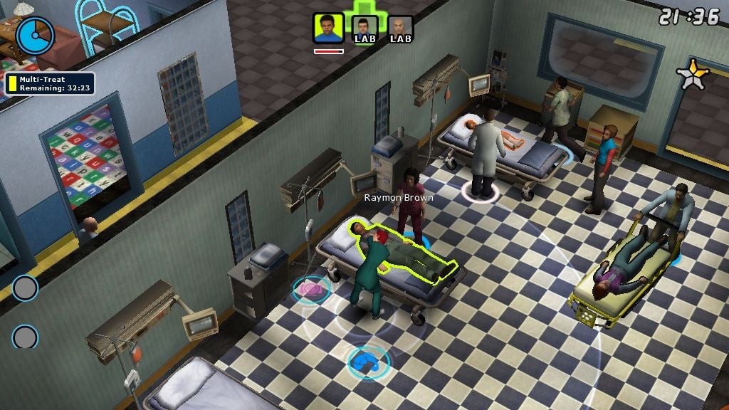 ER The Game, treating Raymond Brown in a kitchen-looking hospital room.