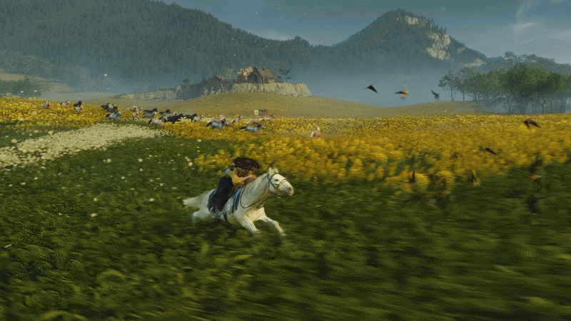 A woman rides on horseback. 