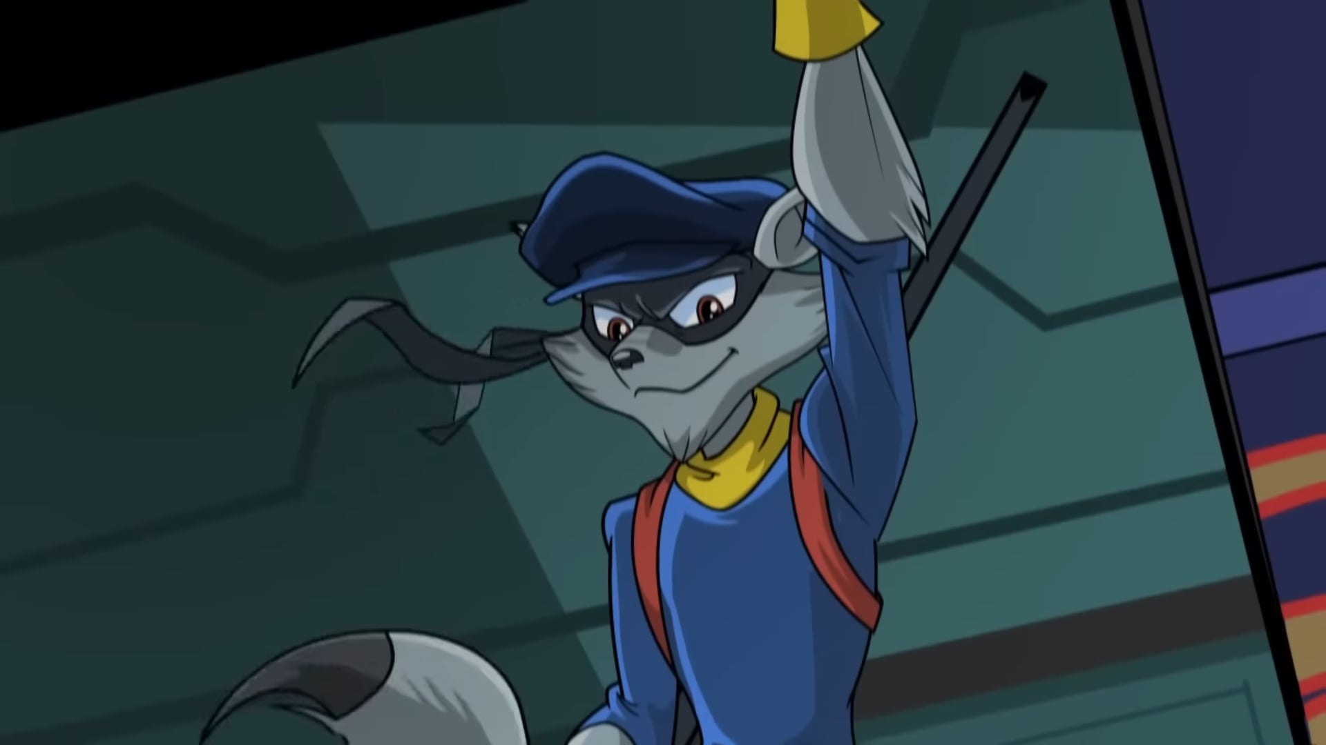 Sly hanging out of a van.