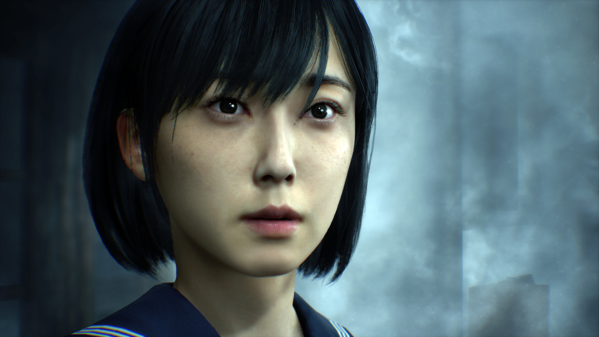 Hinako stares at something beyond the camera.