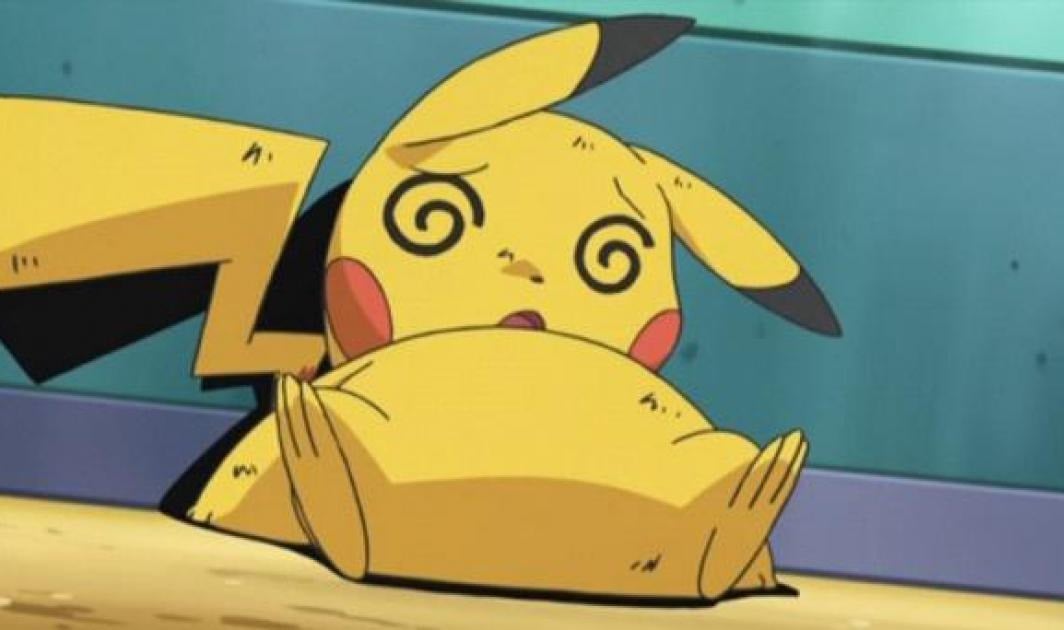 Pikachu is dazed and knocked out.