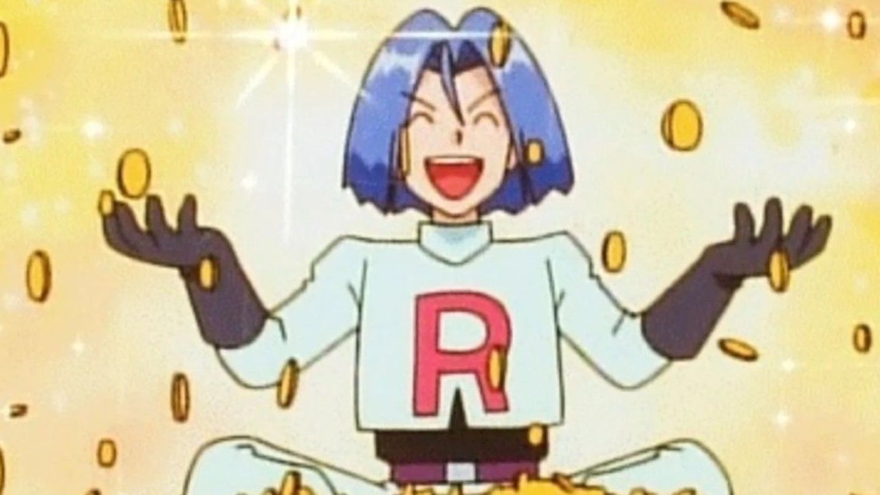 James surrounded by gold coins