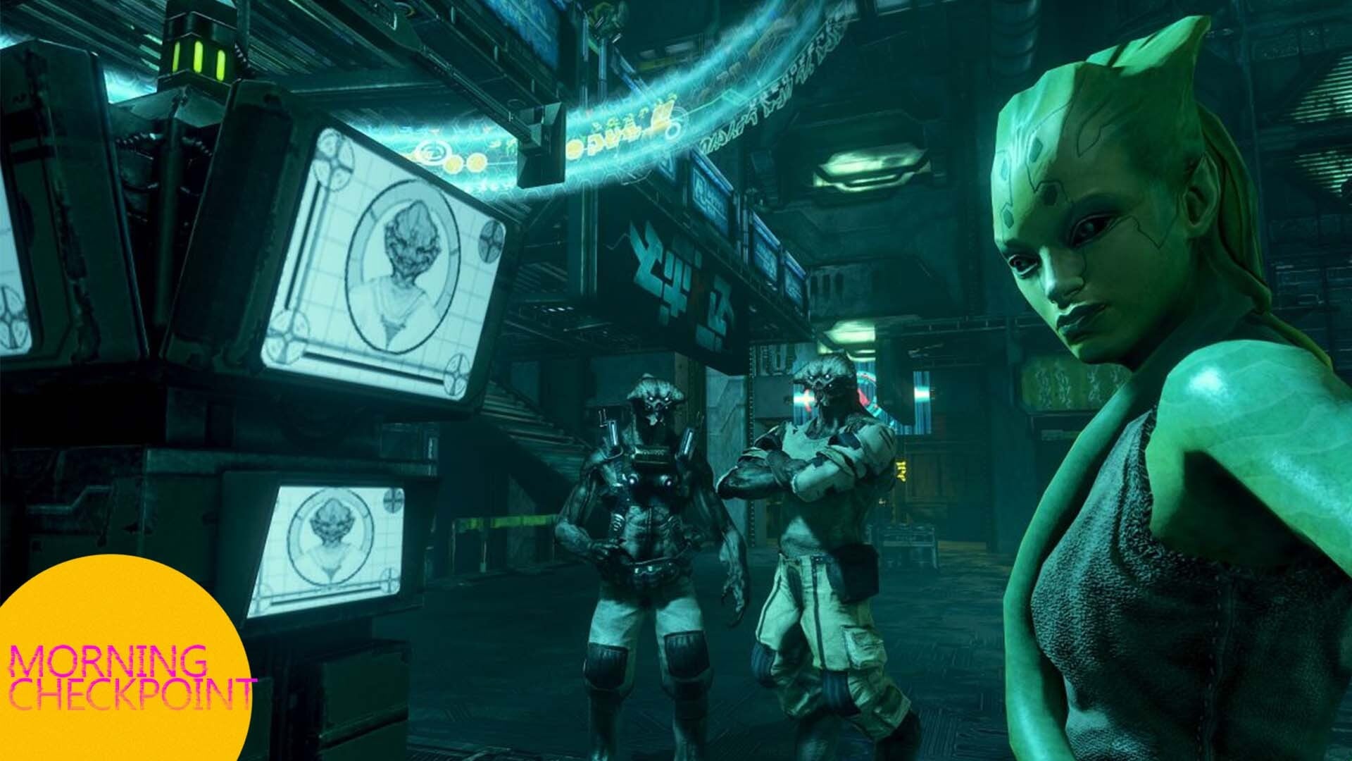 A screenshot shows a scene from Prey 2.