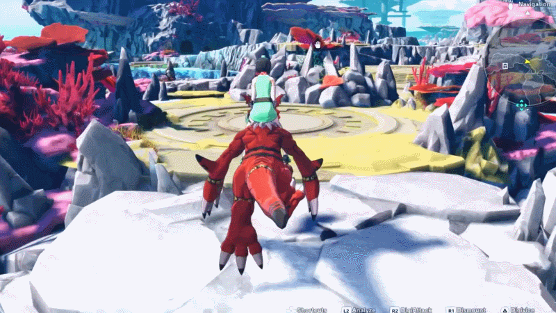 Someone rides on a Digimon's head.