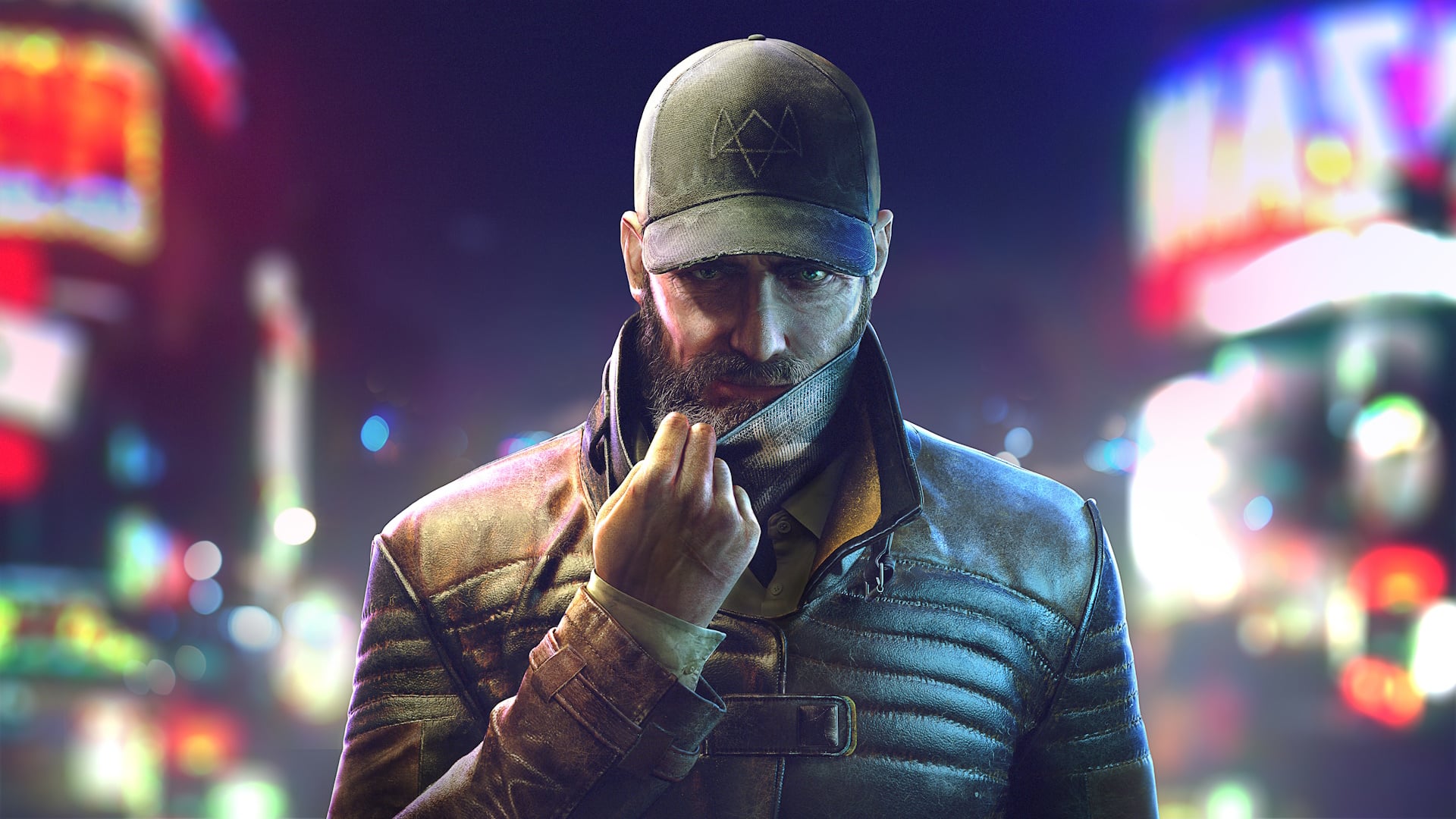 Watch Dogs protagonist appears on a dark city street.