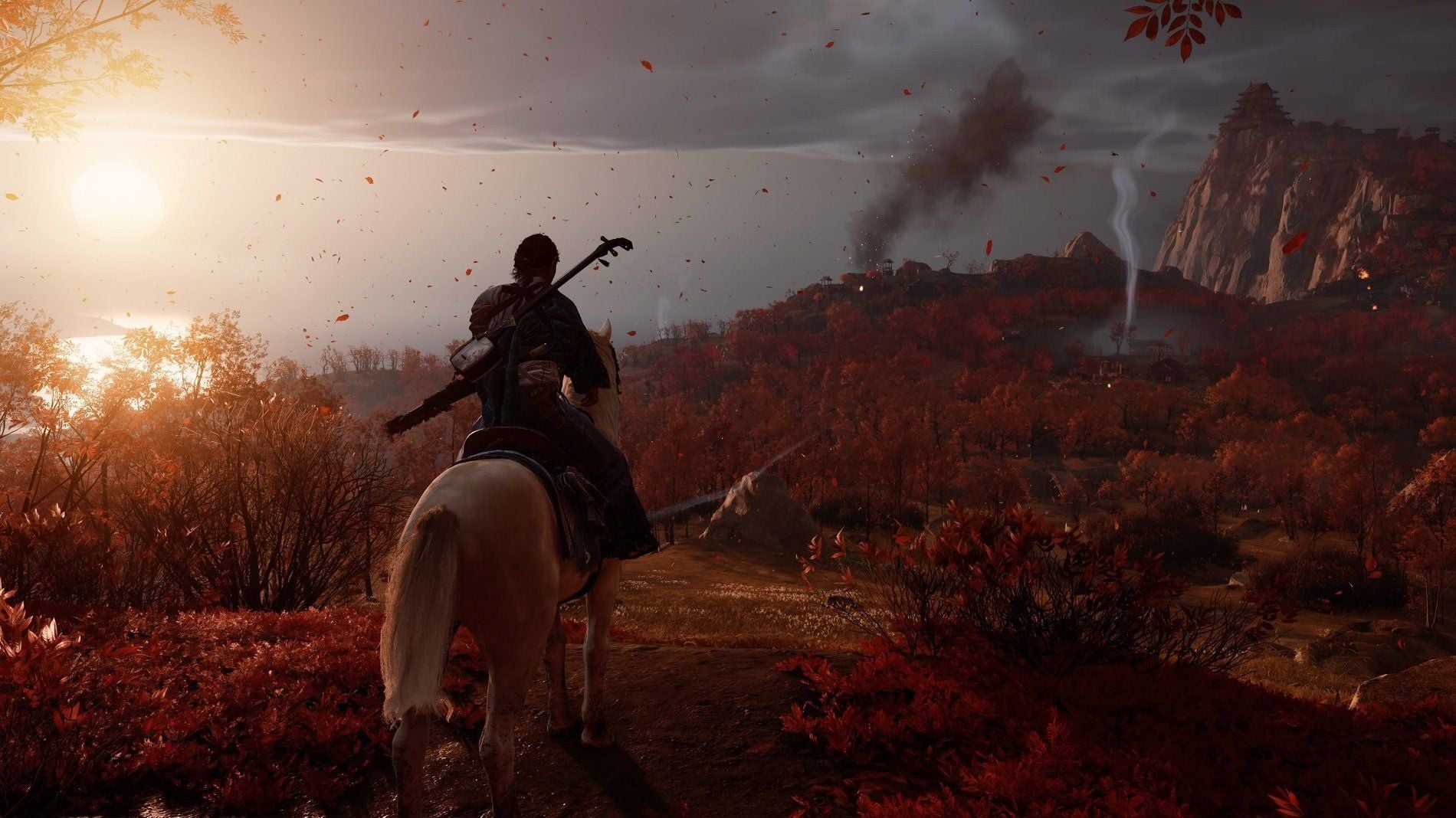 Atsu sits on her horse, looking for icons.