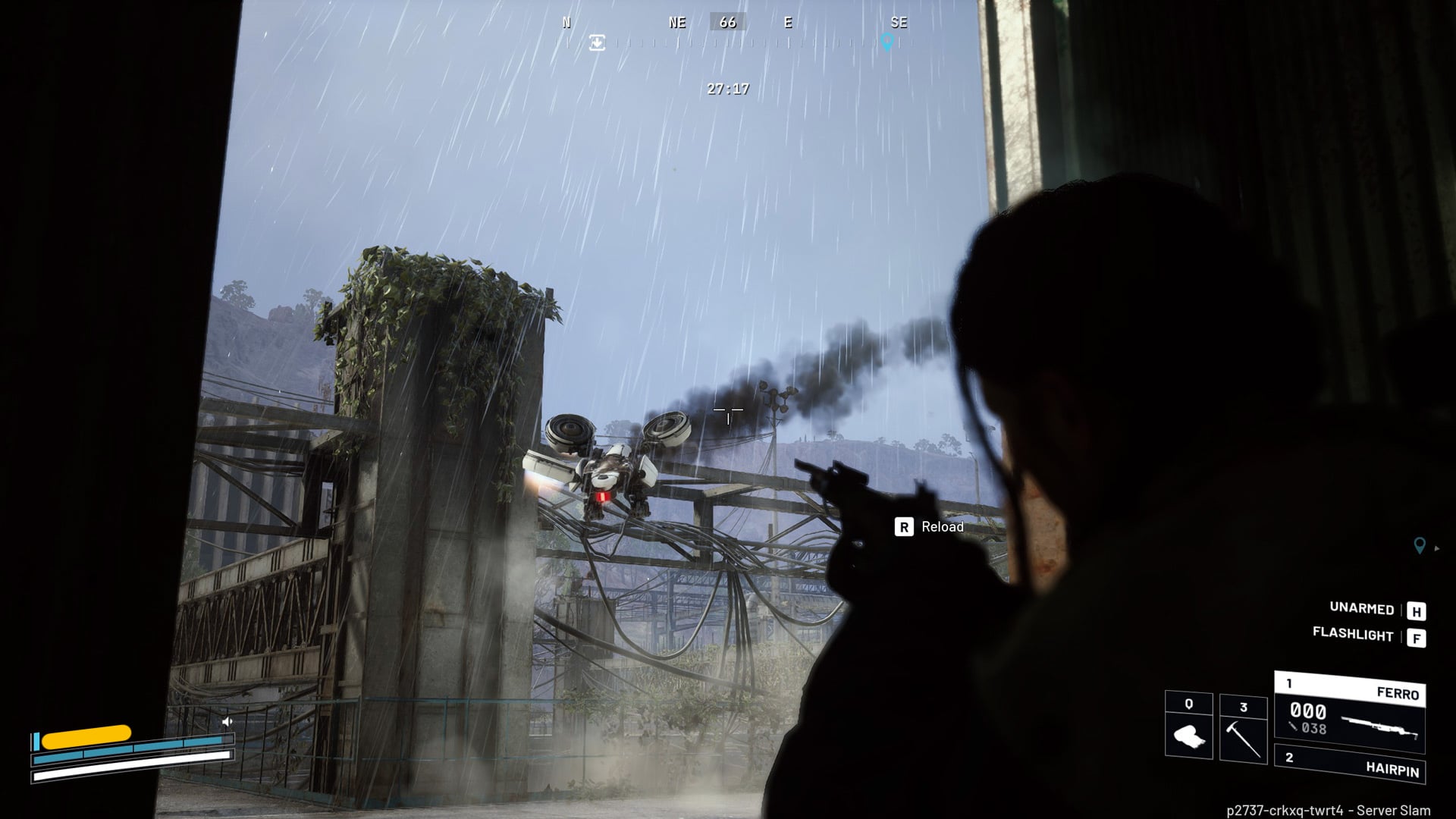 A player fights with a drone.