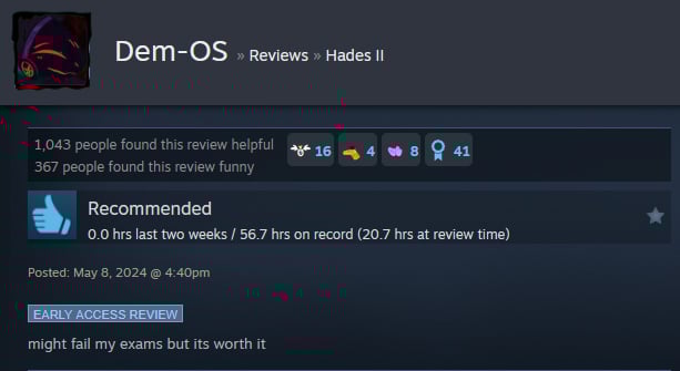A Steam user-review says: " might fail my exams but its worth it "