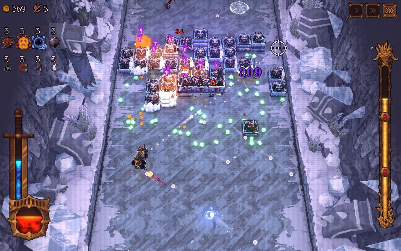 A character sets several enemies on fire.