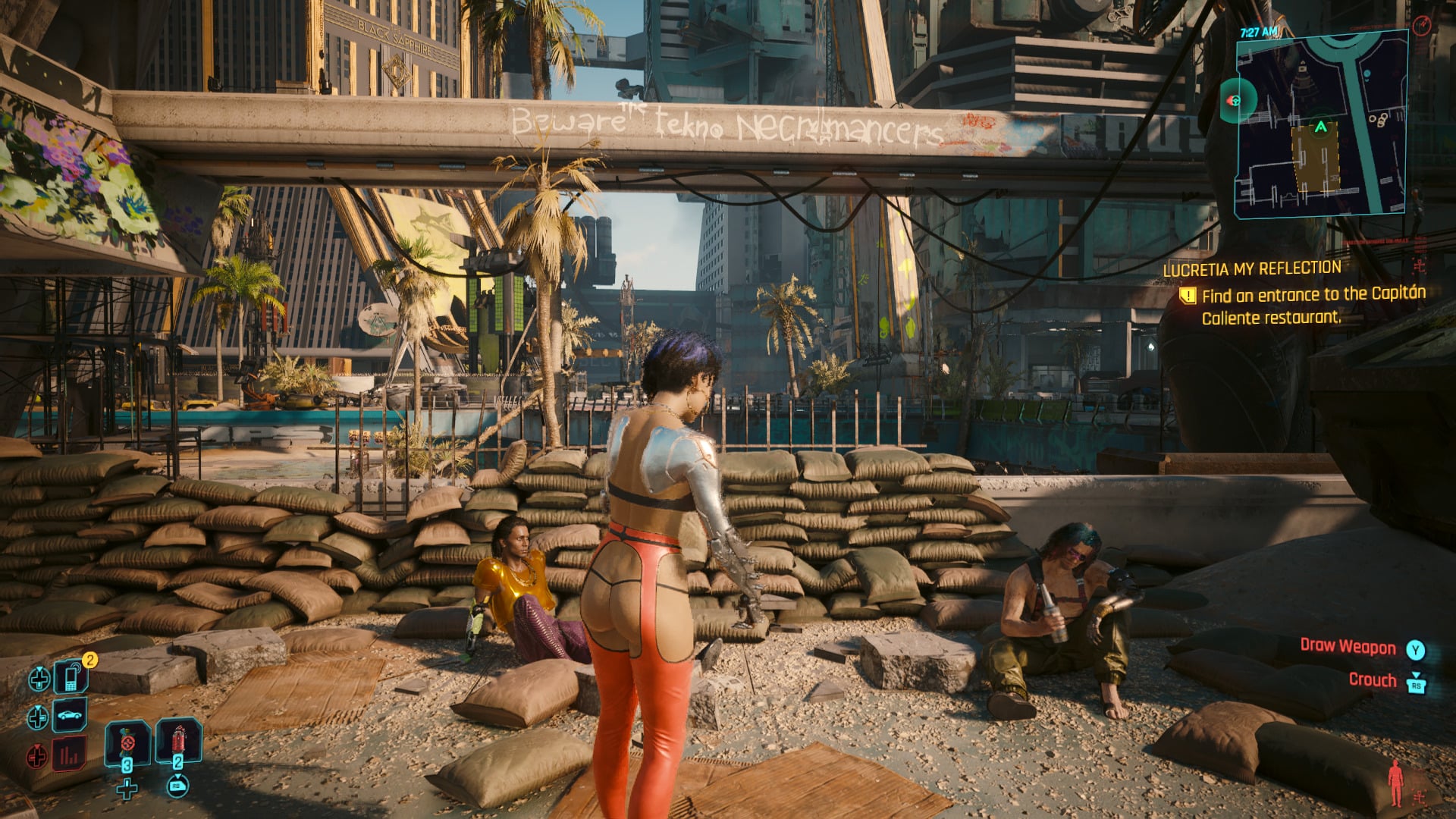 A woman dances in a futuristic city. 