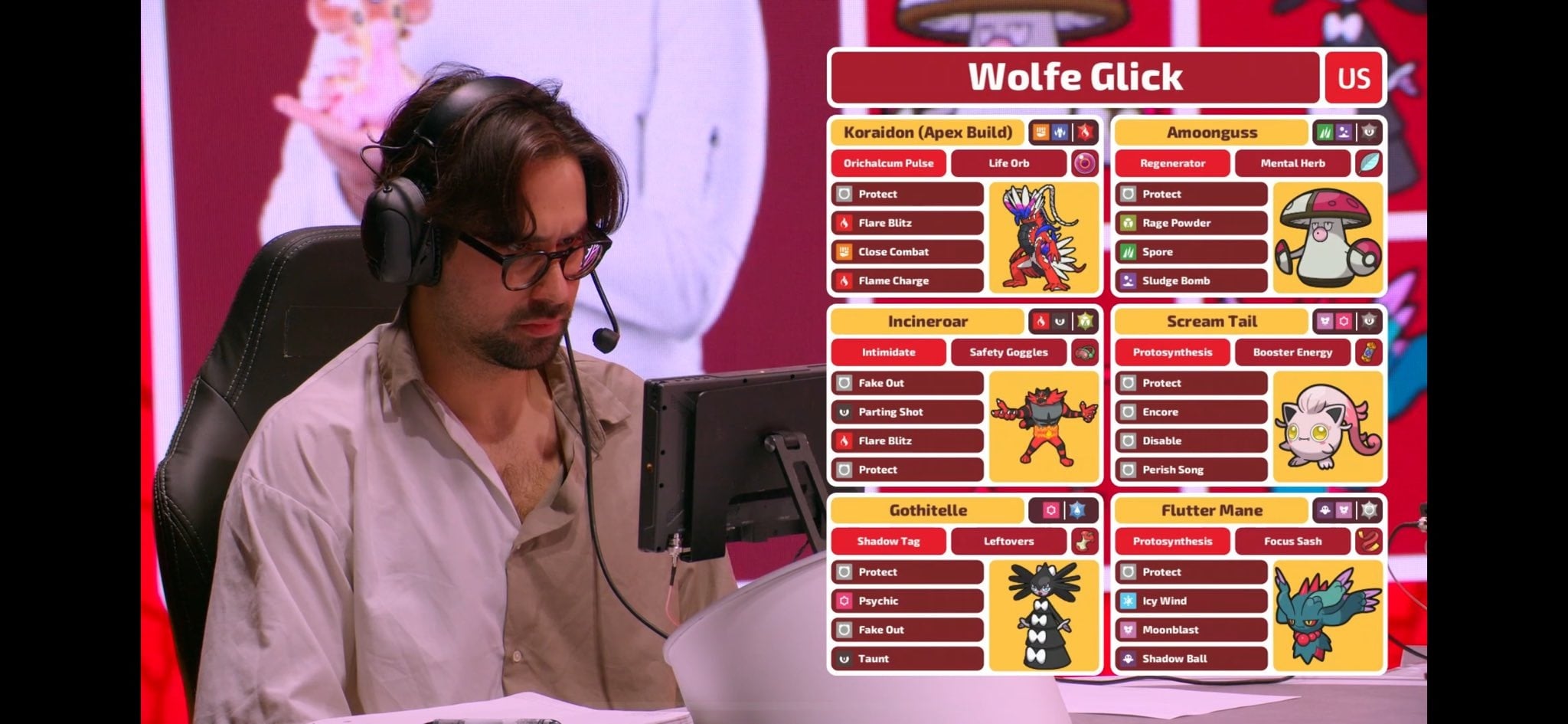 Glick playing at a tournament.