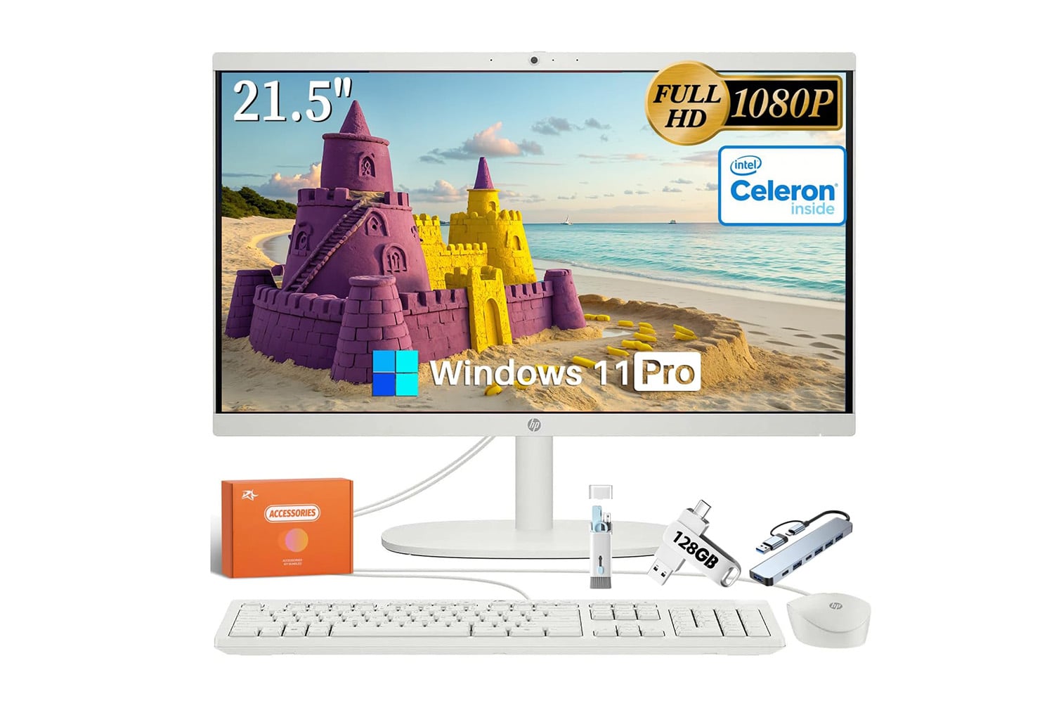 Hp All In One Desktop Computer, 21.5 Fhd