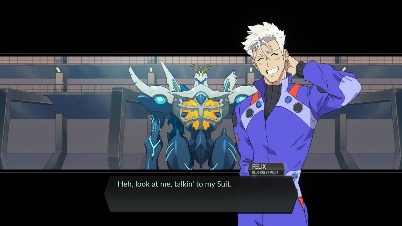 Felix says, "Heh, look at me, talkin' to my Suit.