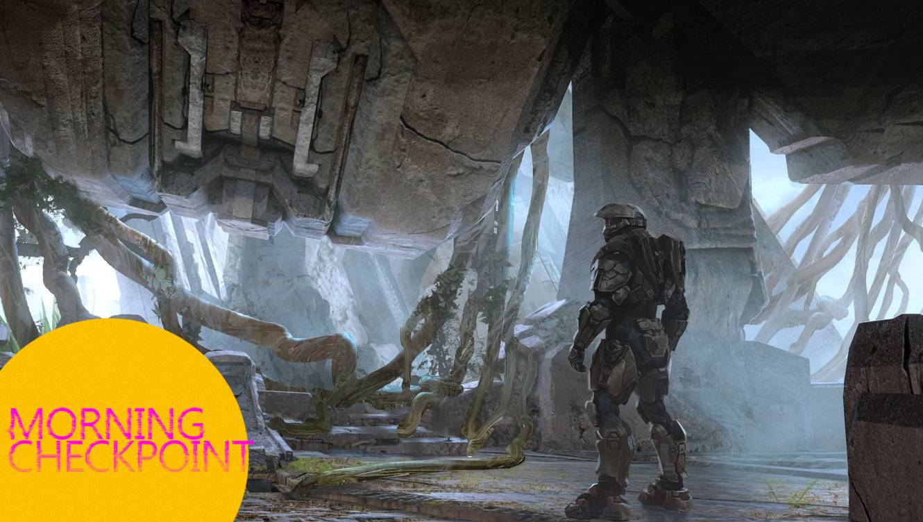 Master Chief enters the sanctuary in concept art.