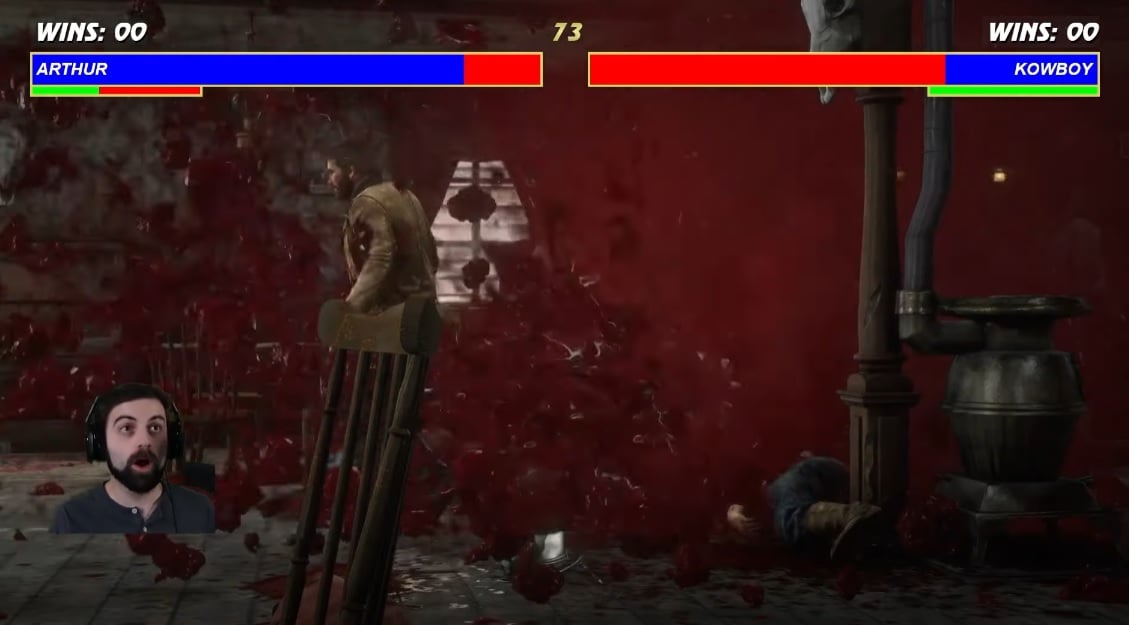 Morgan coughs on an opponent.