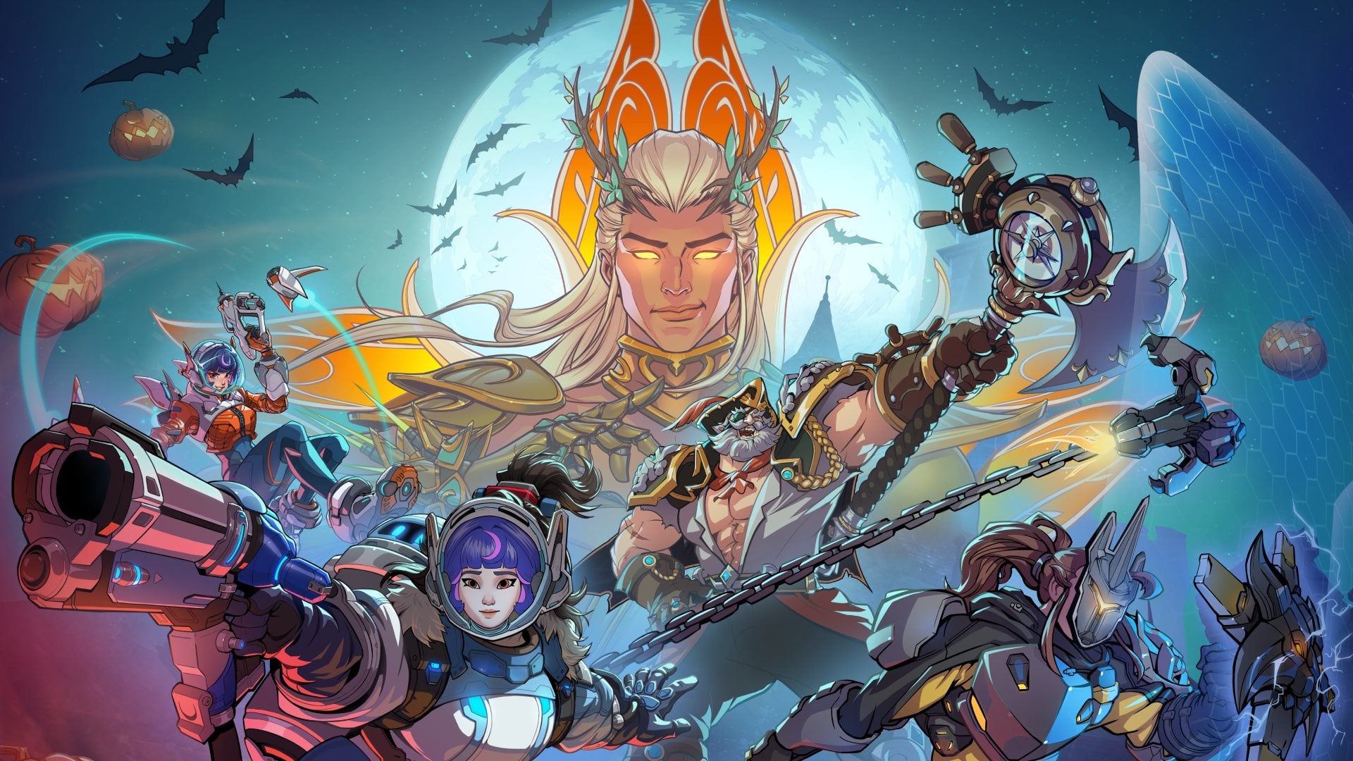 Overwatch 2's season 19 key art shows Lifeweaver's mythic skin overlooking other heroes.
