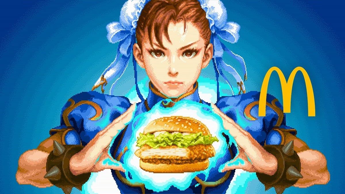 Chun-Li summons a crispy chicken sandwich.