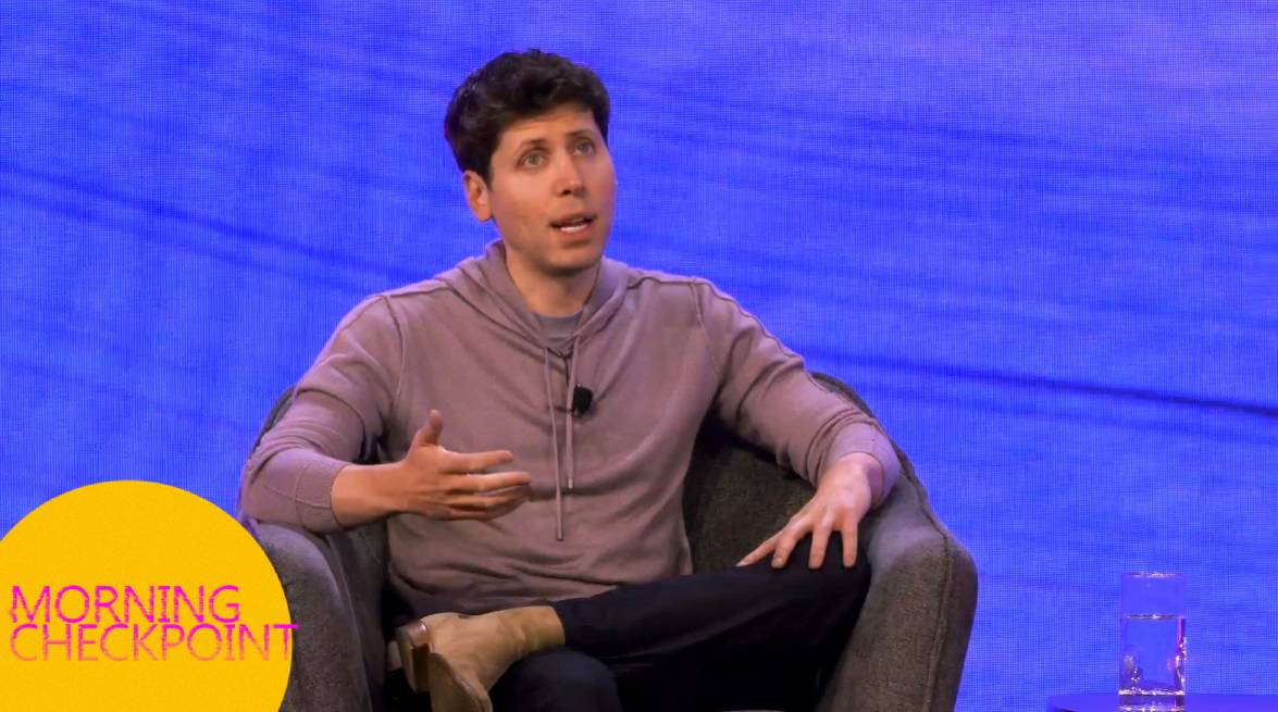 Sam Altman appears on stage at a conference in 2023.