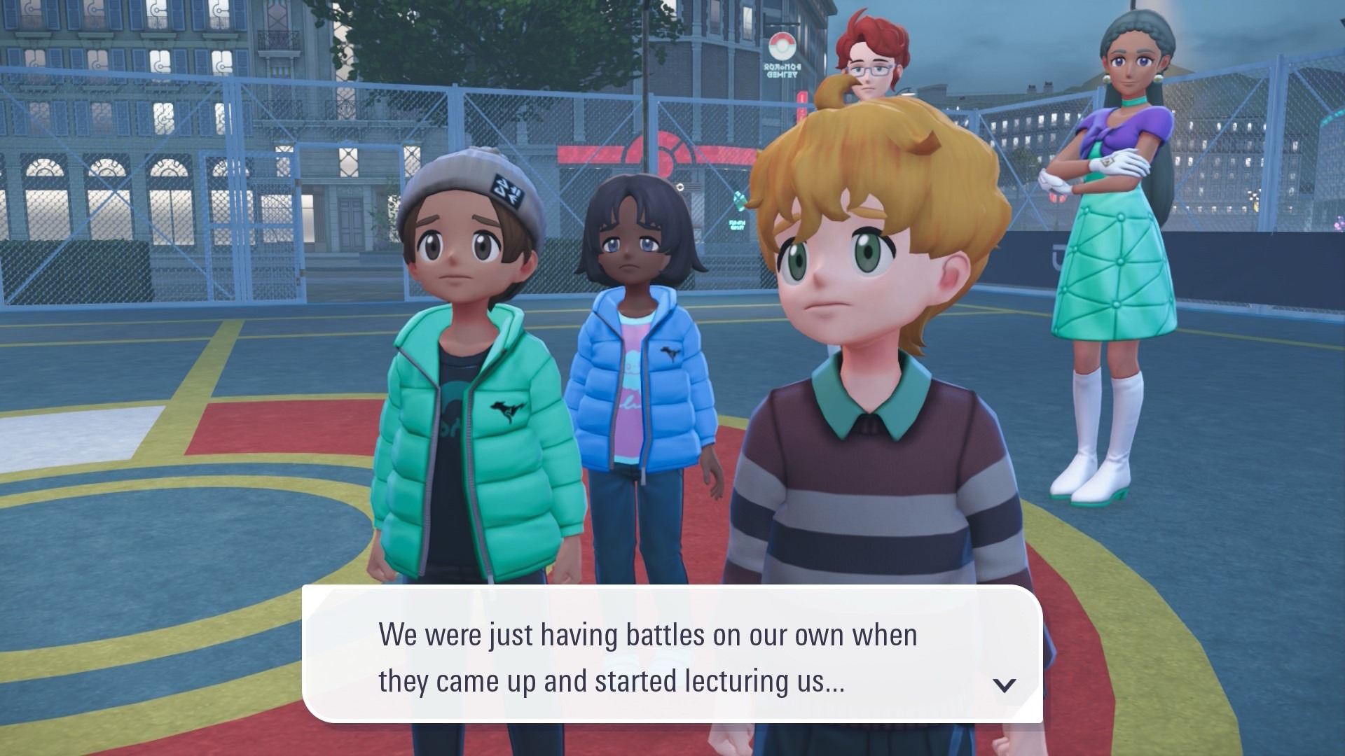 A kid says "we were just having battles on our own when they came up and started lecturing us..."