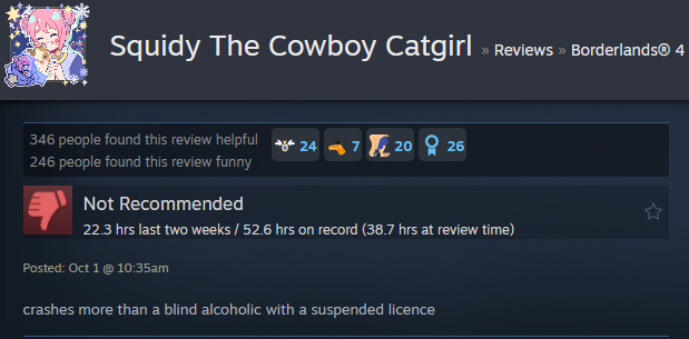 A Steam user review reads:" crashes more than a blind alcoholic with a suspended licence "