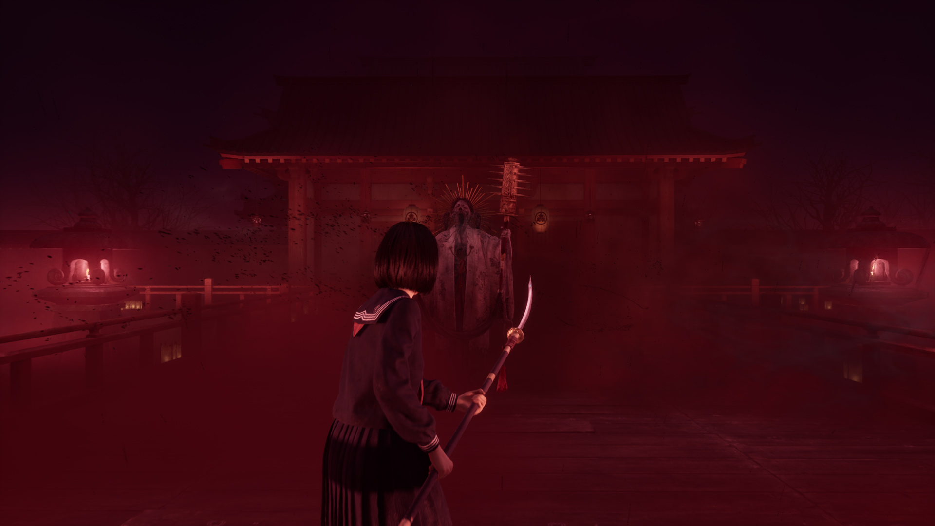 Hinako braces to fight a monster.