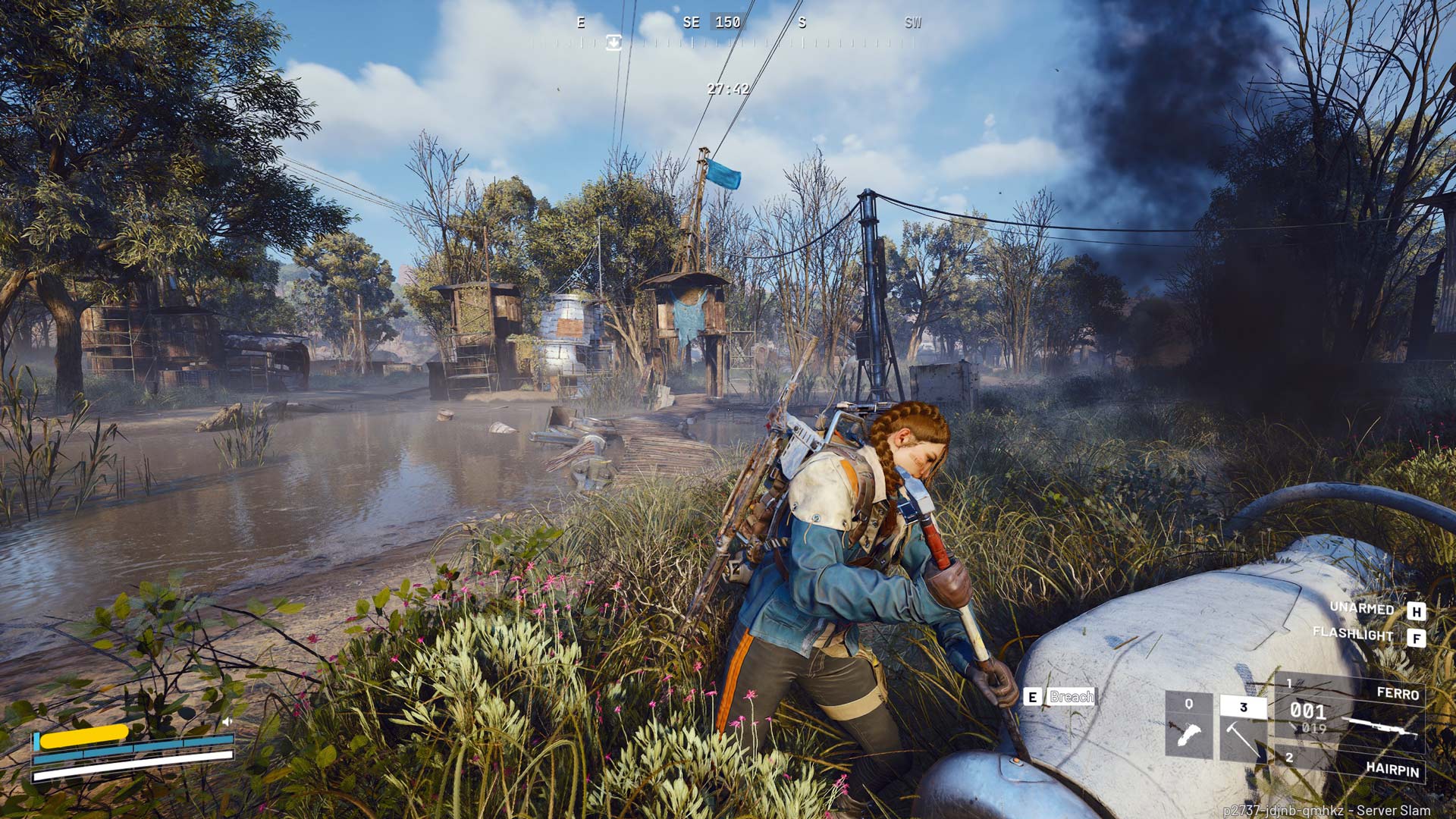 A player character loots an Arc probe.