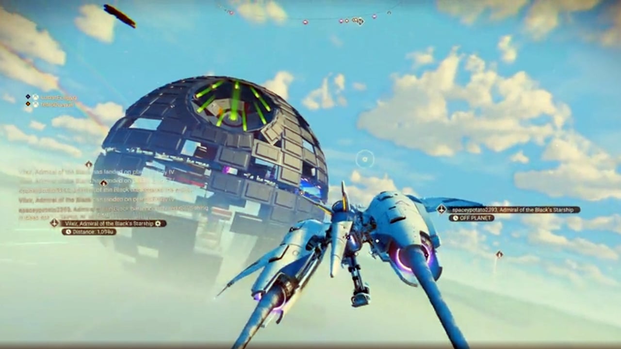 A player flies near a Death Star being built.