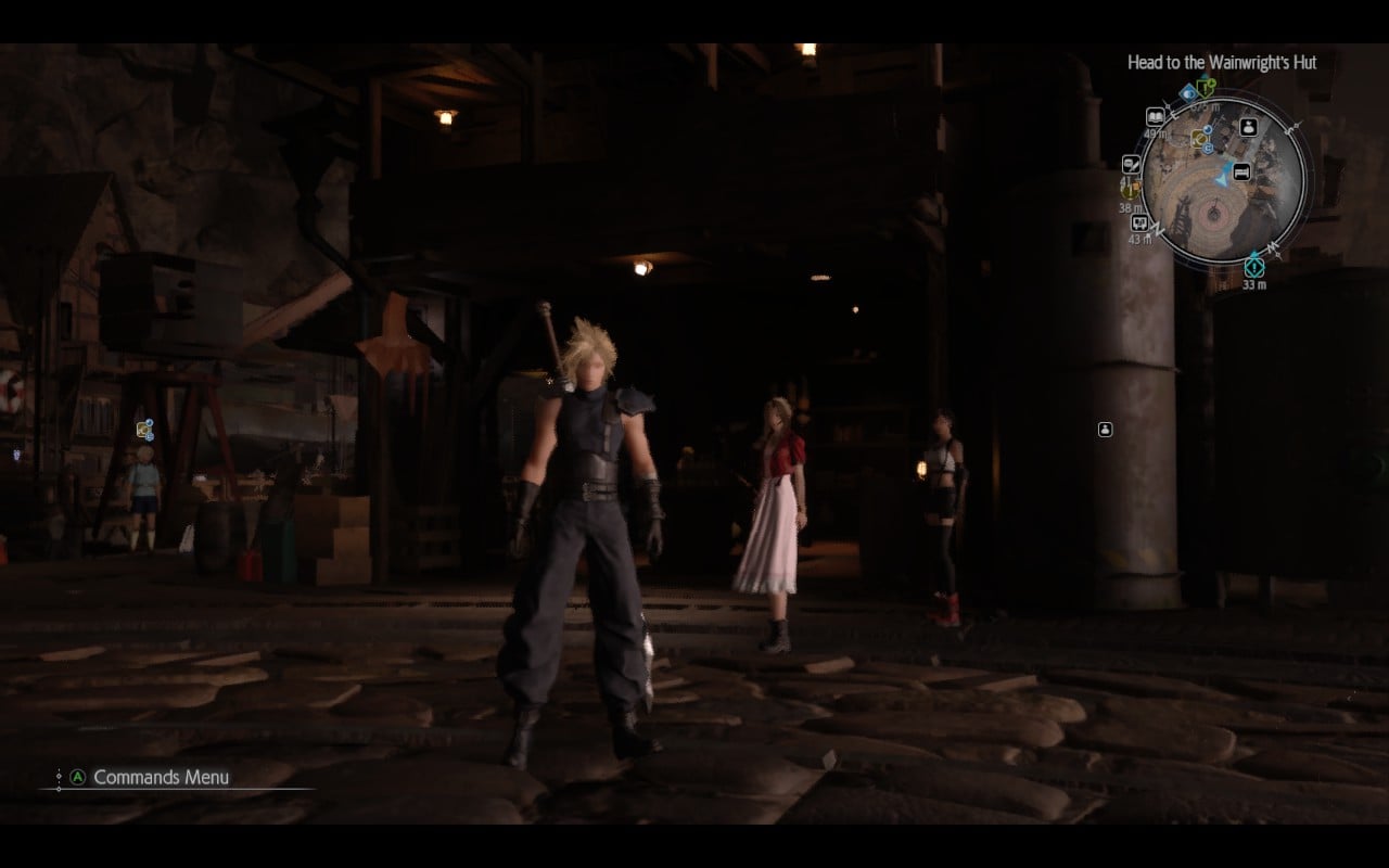 Cloud, Aerith, and Tifa stand in Junon.