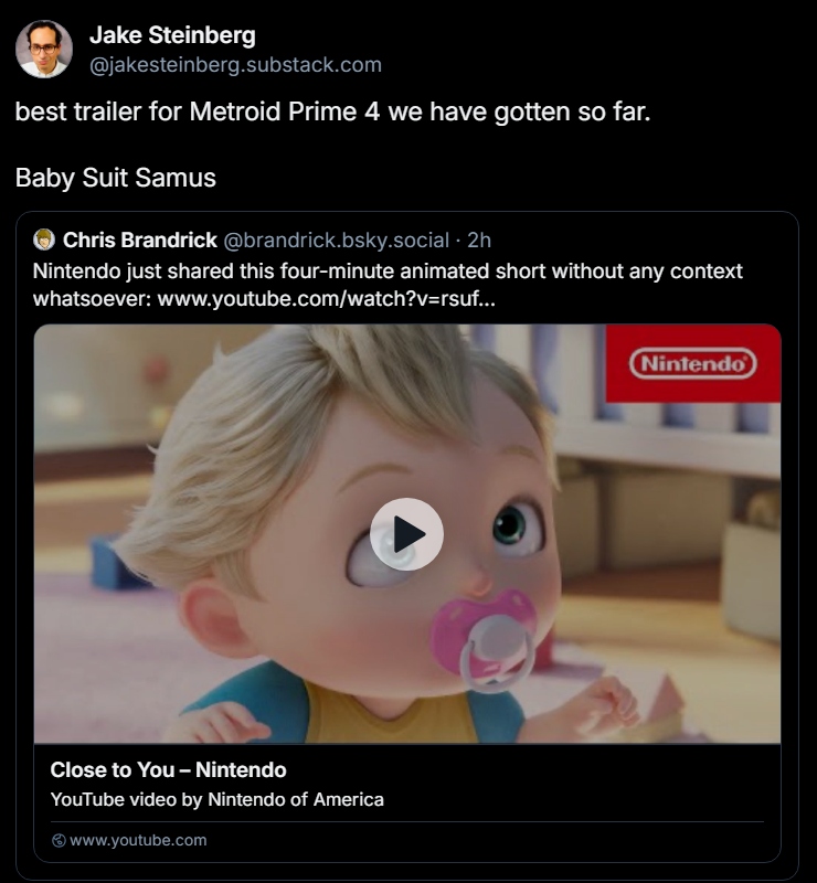 best trailer for Metroid Prime 4 we have gotten so far.Baby Suit Samus