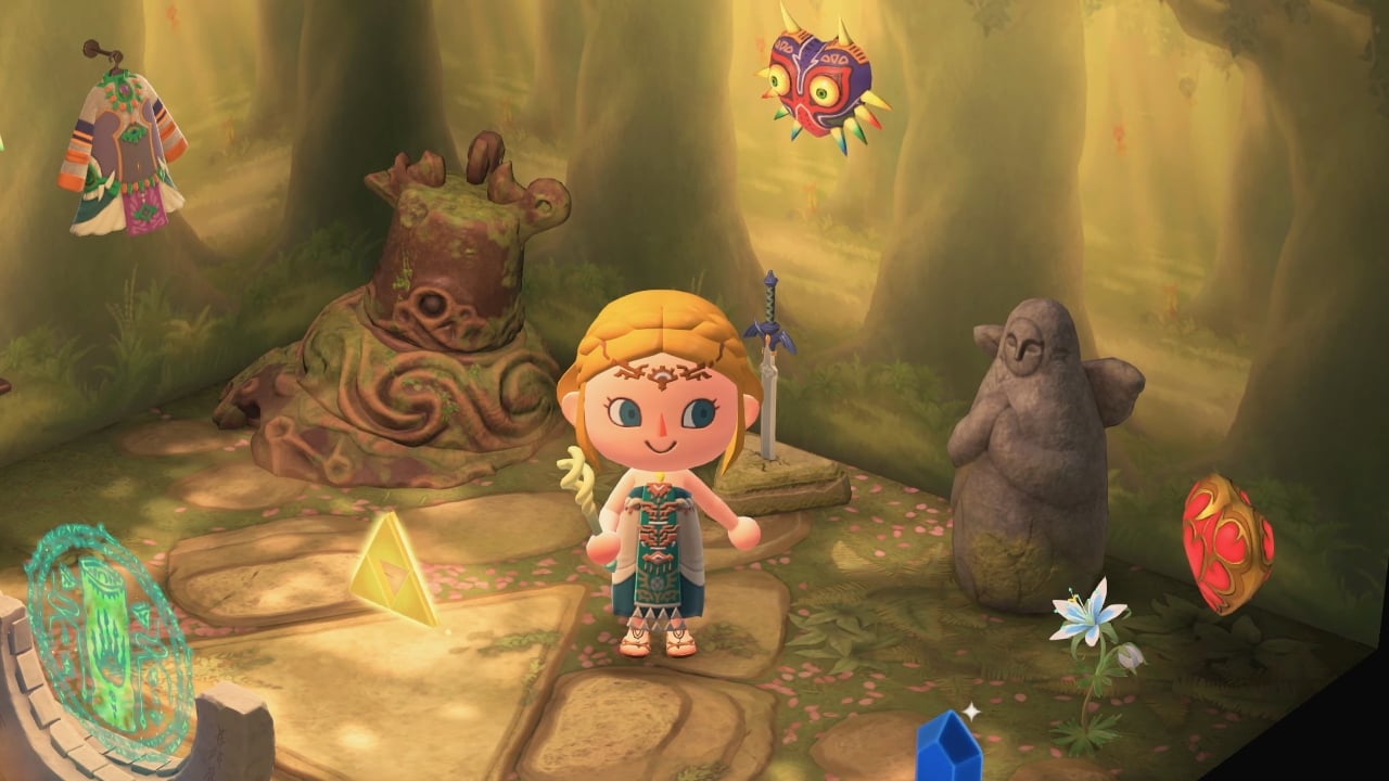 An Animal Crossing character dressed as Zelda