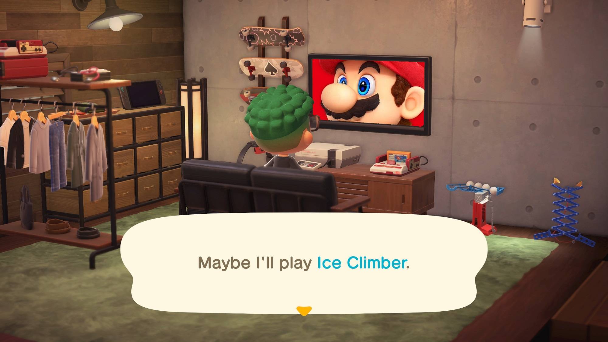 Mario appears on a villager's TV.