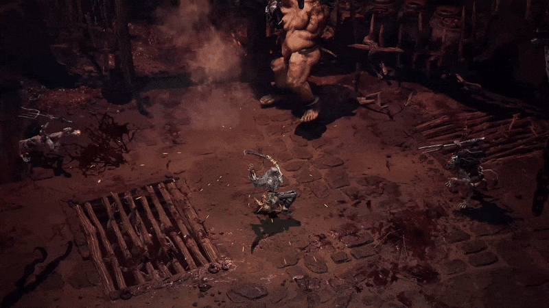 An animated gif shows the player using a boulder from the enemy to attack them.