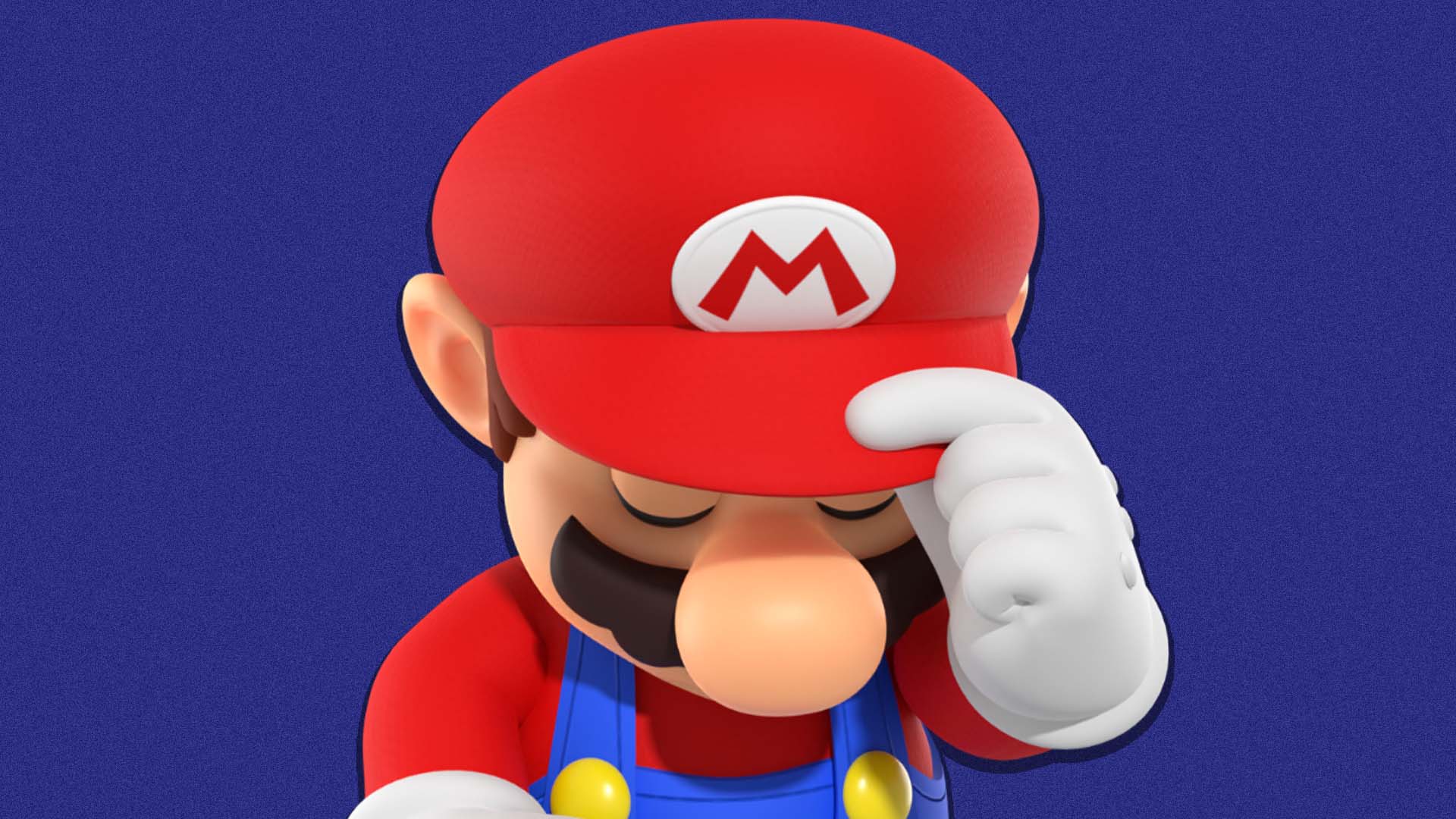 Mario lowers his cap.