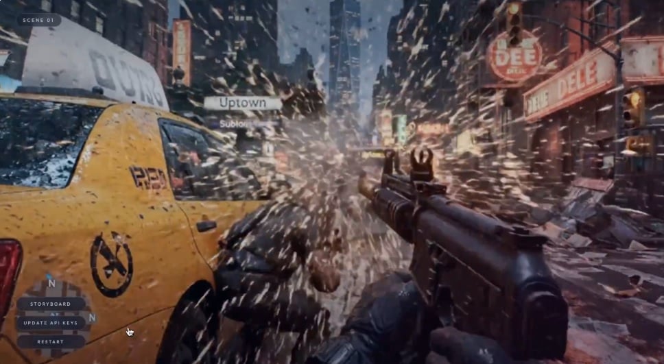 Someone fires a gun on a crowded city street.