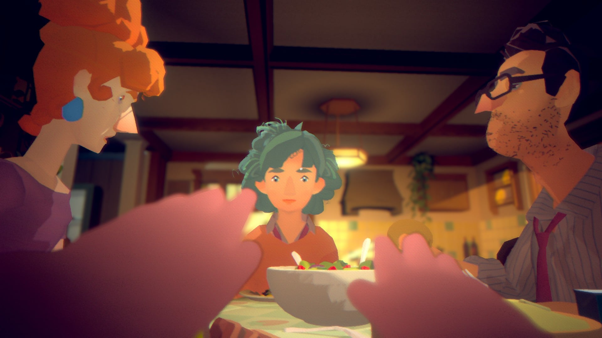 Isaac reaches out to his family at the dinner table.