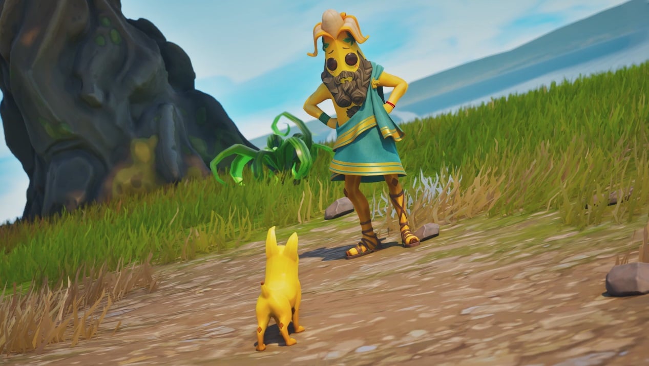 A banana looks sadly at a banana pet.