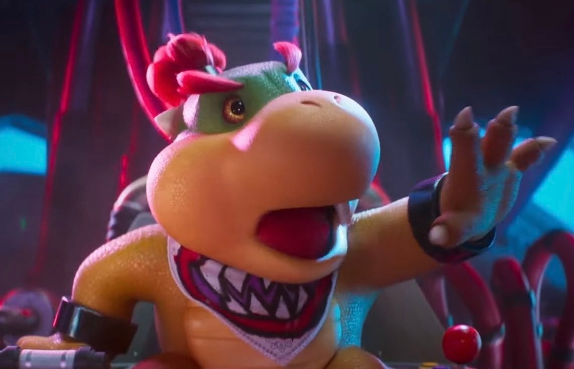 Bowser Jr. looking surprised at something off-screen with his gross ass eyes.