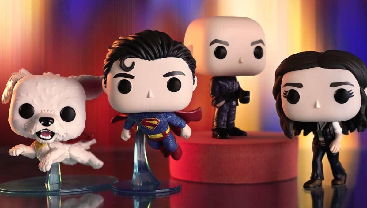 Superman Funko are displayed.