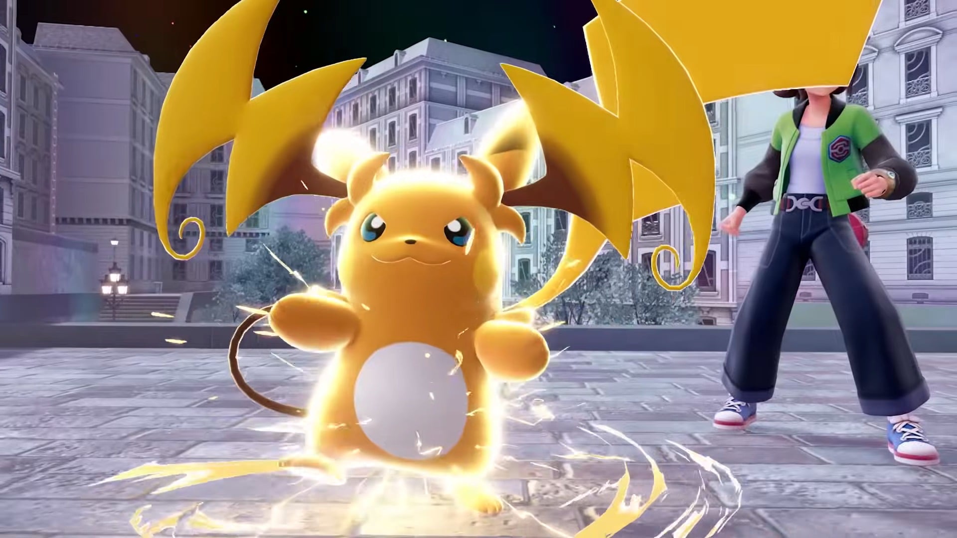 Mega Raichu Y charging up an attack.