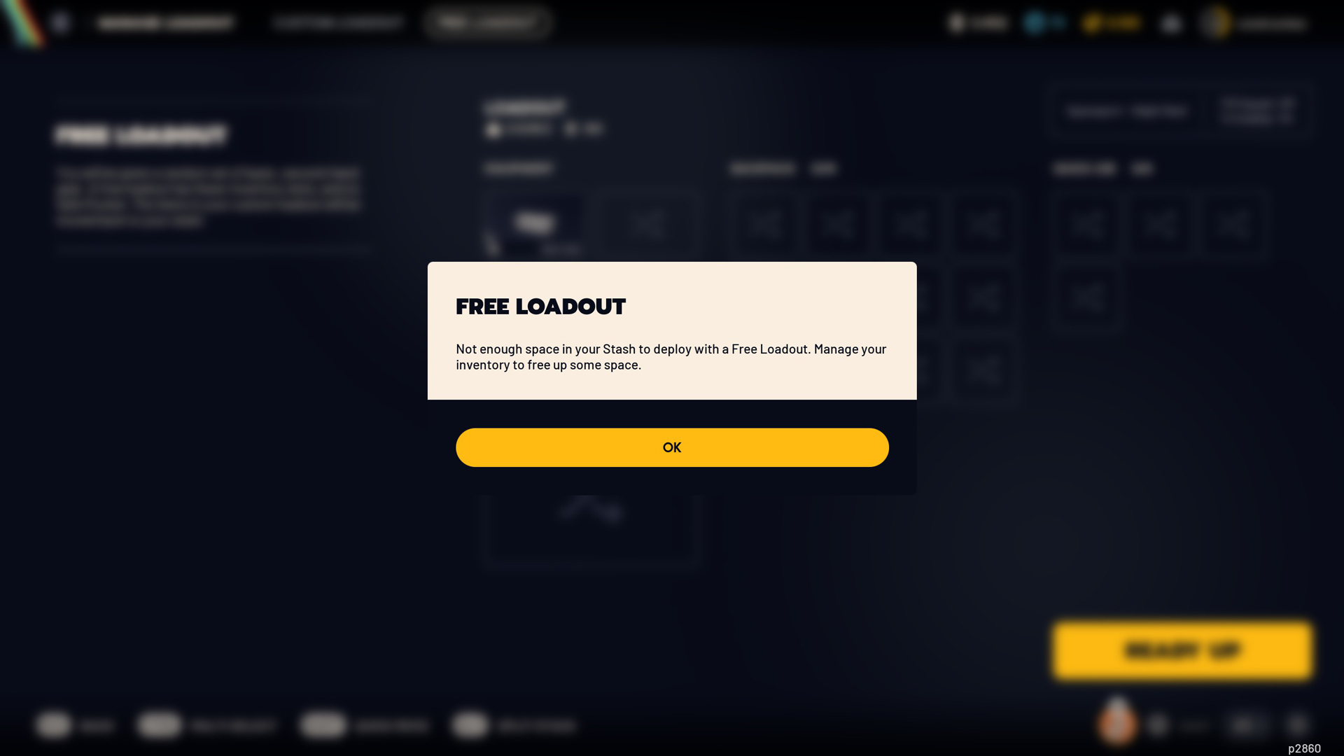 A screenshots hows a full inventory.