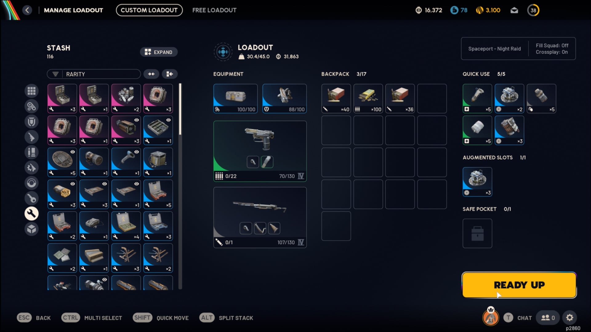 A screenshot shows a loadout.