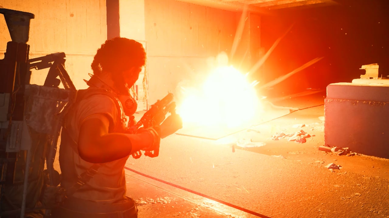 A player character destroys an Arc as it explodes.