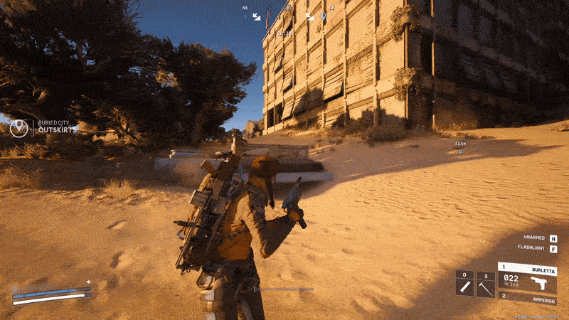 The player takes down another player in an animated gif.