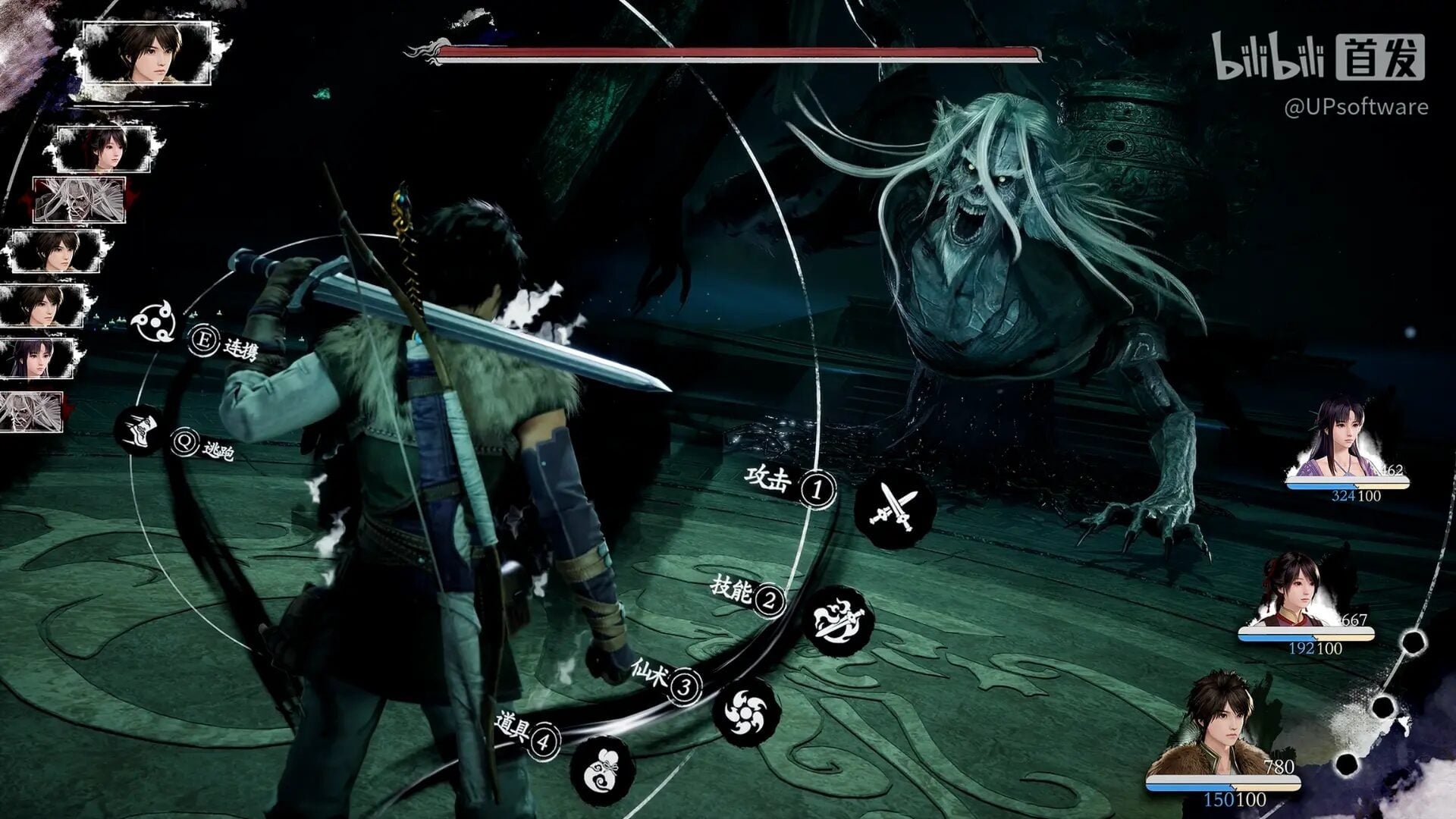 A warrior enters a turn-based battle against a monster.